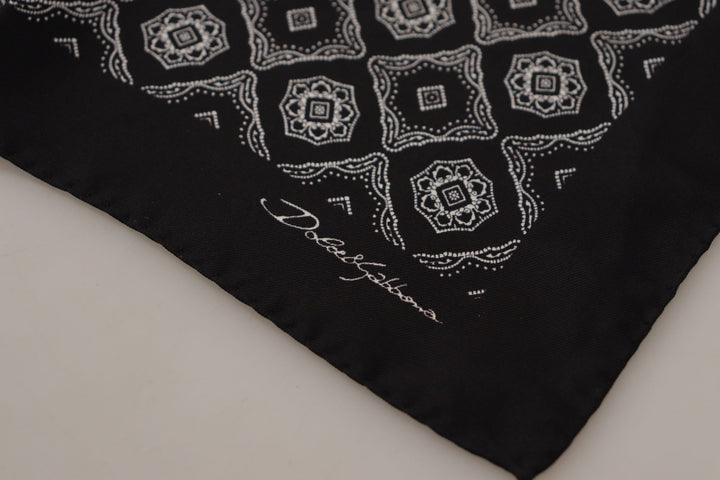 Elegant geometric square silk scarf