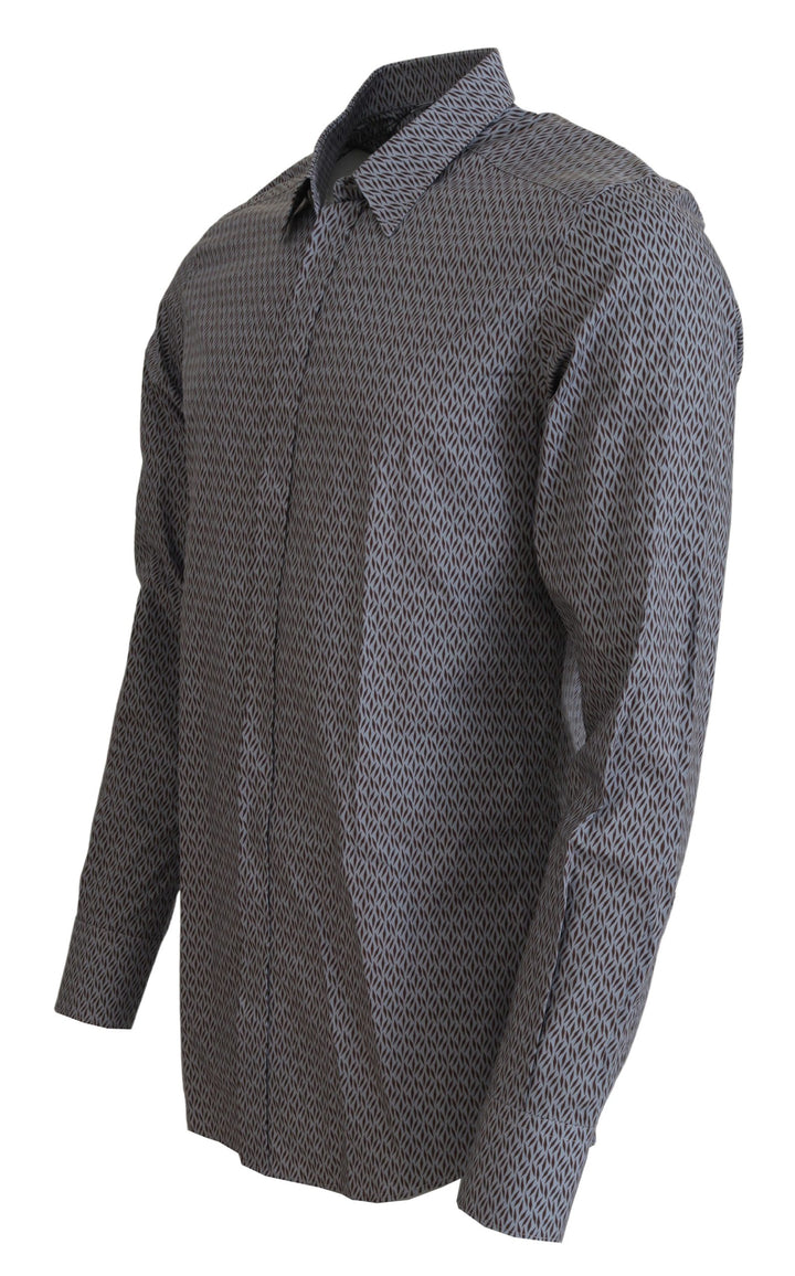 Grau Braun GOLD Slim Fit Kleid Formales Hemd