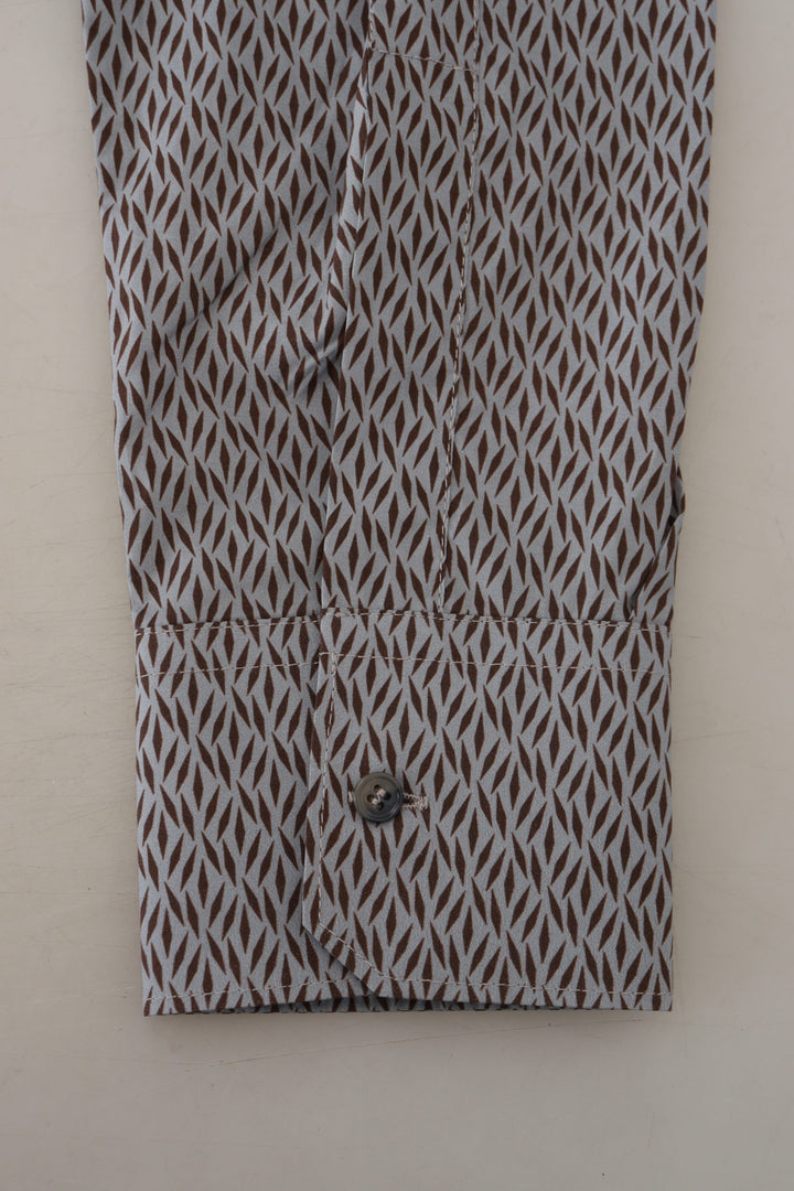 Grau Braun GOLD Slim Fit Kleid Formales Hemd