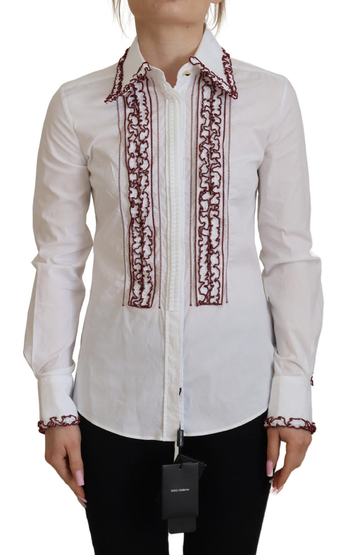 Elegant white cotton polo shirt