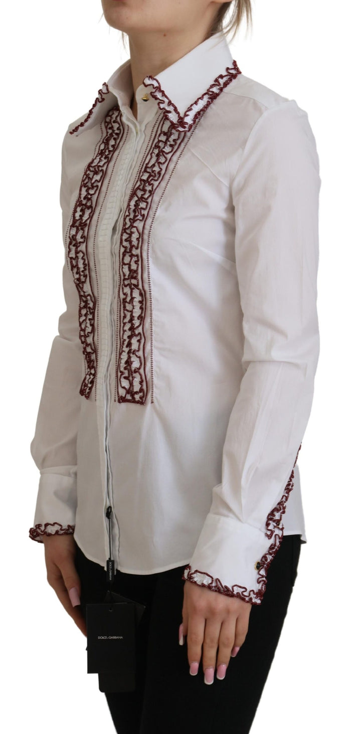 Elegant white cotton polo shirt