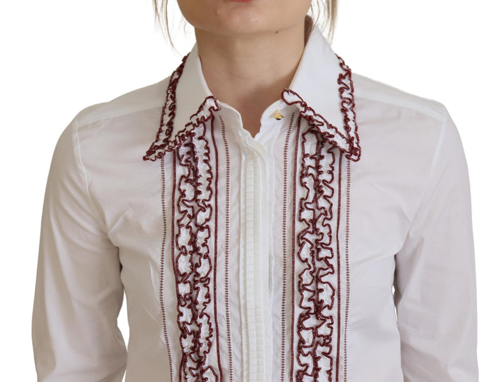 Elegant white cotton polo shirt