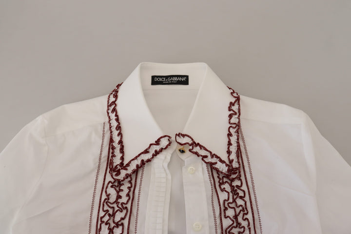 Elegant white cotton polo shirt