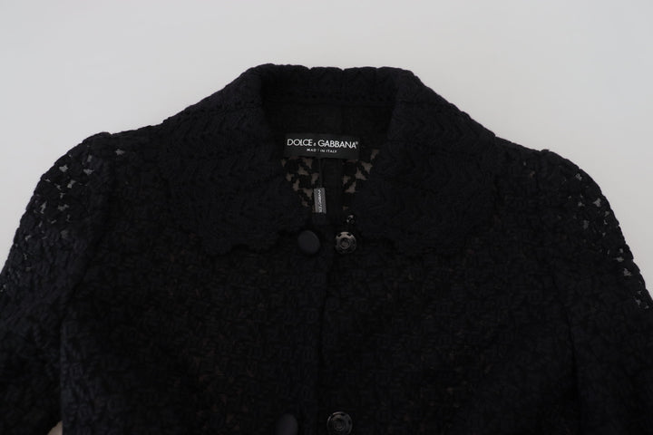 Schwarzer Button Down Long Blazer Baumwolljacke
