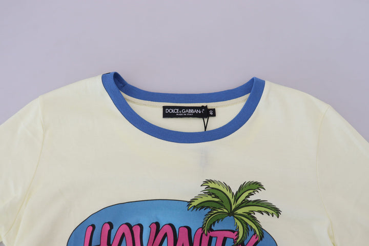 Gelbes Havanity Tee mit Rundhalsausschnitt Baumwoll-T-Shirt