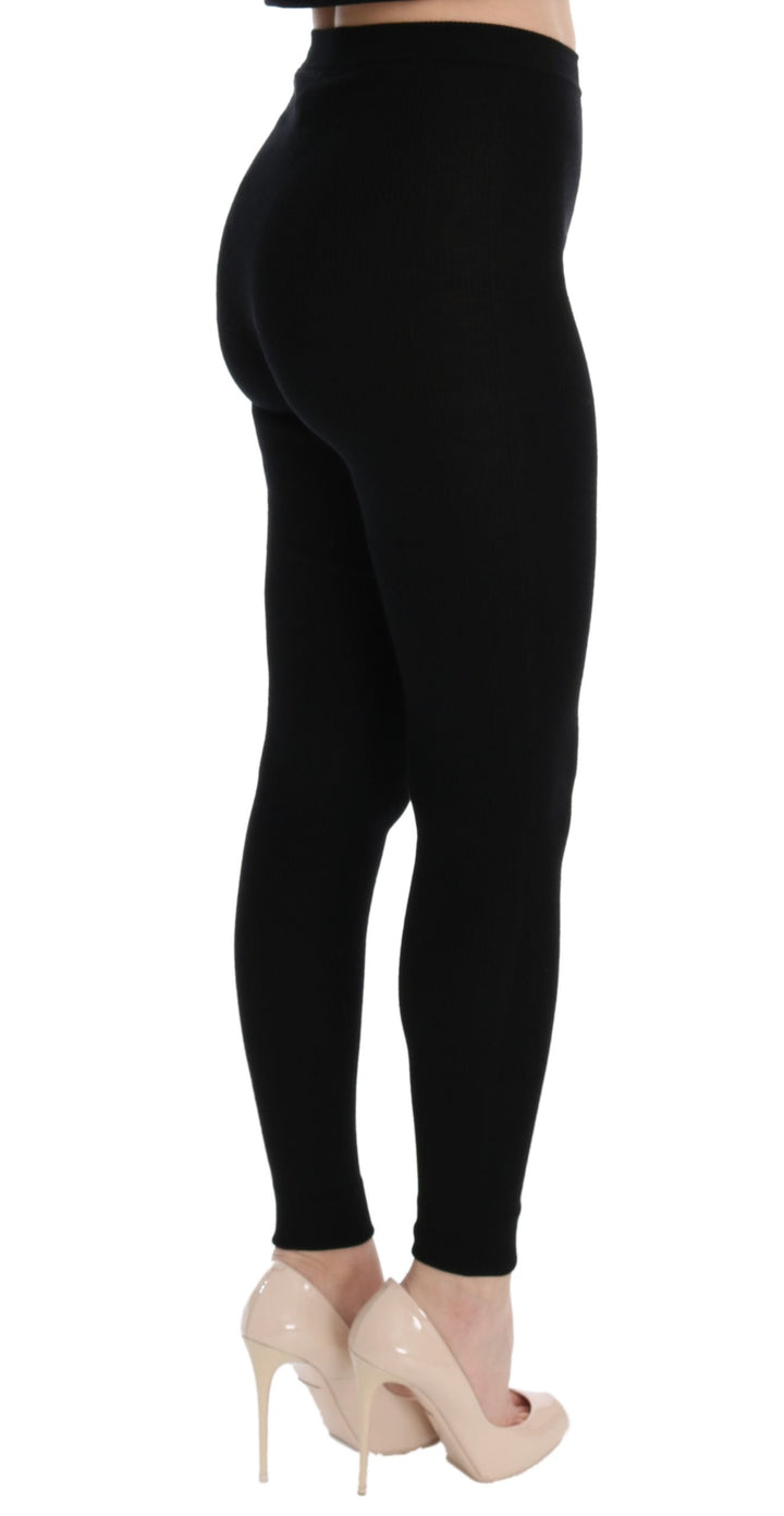 Schwarze Slim Fit Damen Kaschmir-Hose