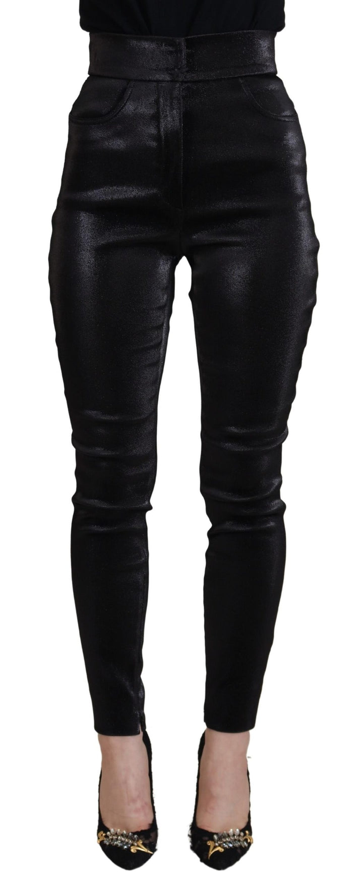Schwarze Skinny Denim-Jeans aus gewaschener Baumwolle