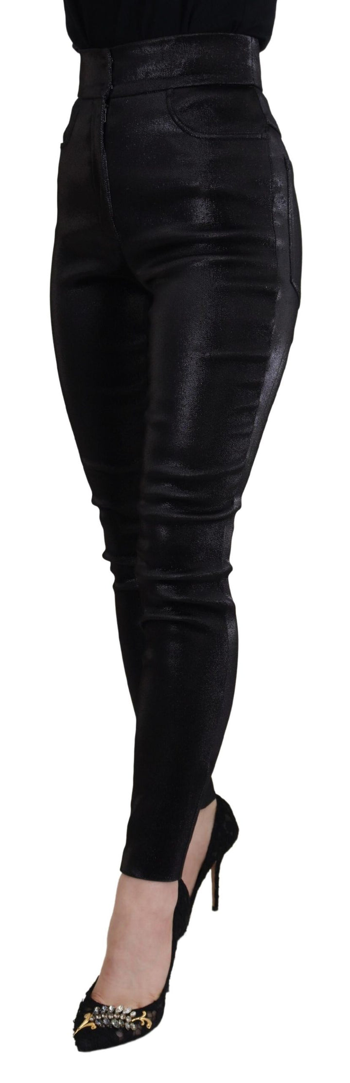 Schwarze Skinny Denim-Jeans aus gewaschener Baumwolle