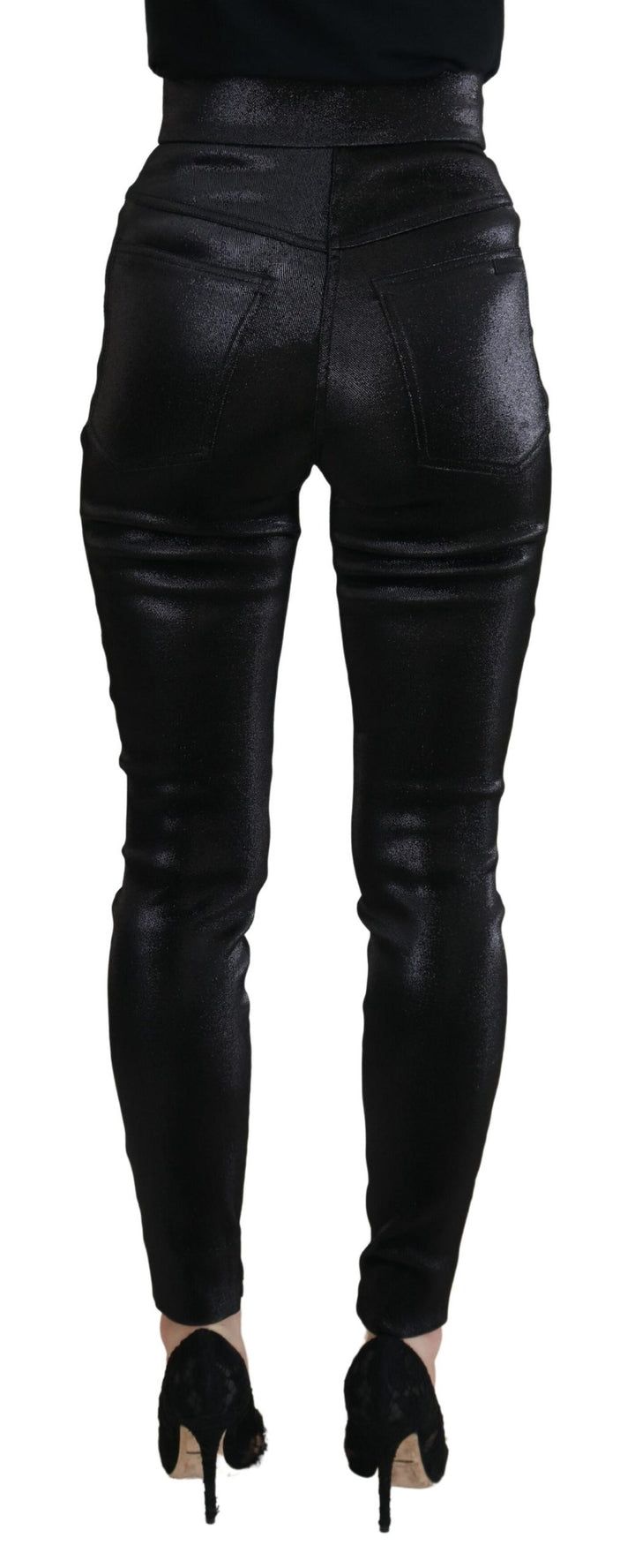 Schwarze Skinny Denim-Jeans aus gewaschener Baumwolle