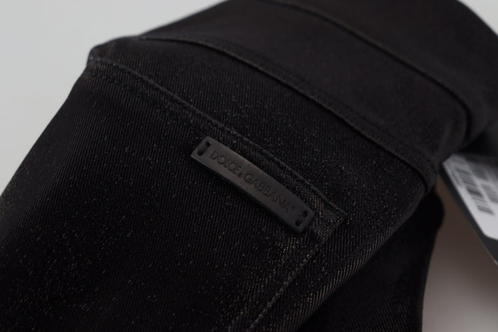 Schwarze Skinny Denim-Jeans aus gewaschener Baumwolle