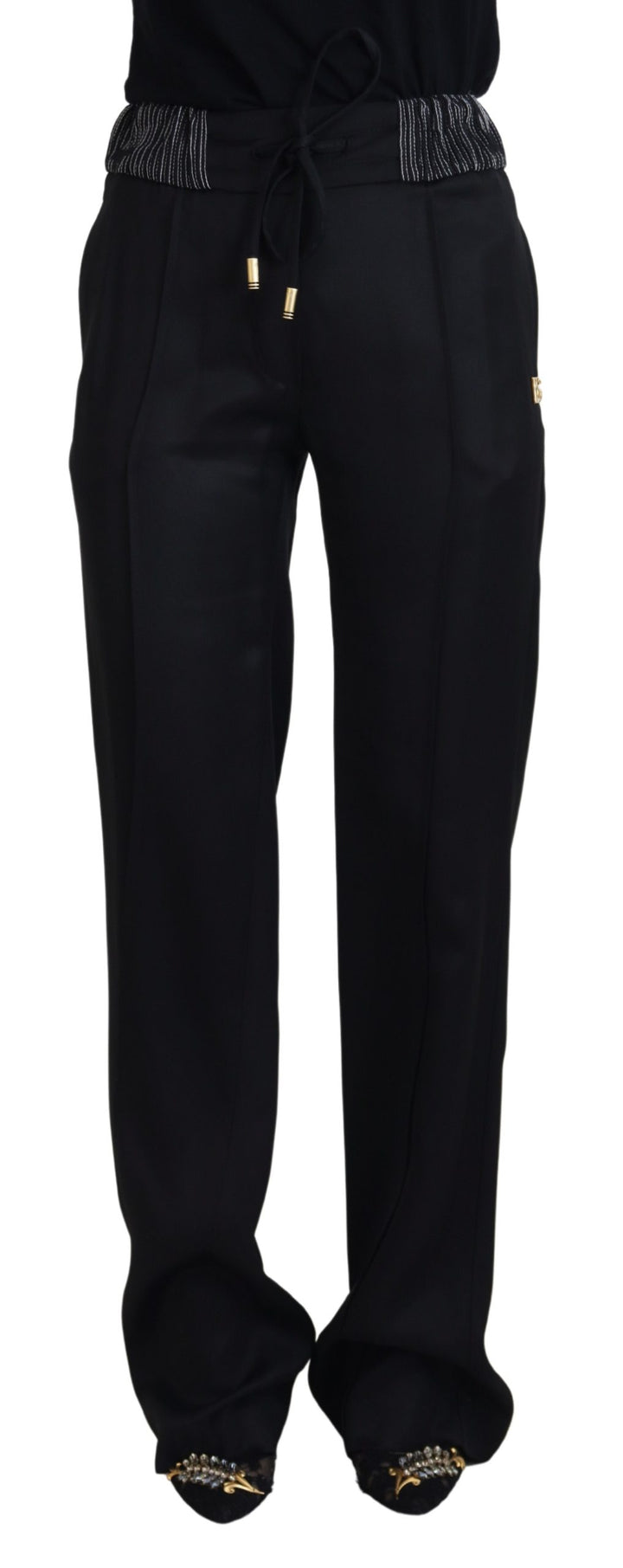 Schwarze Straight Fit Baumwollhosen