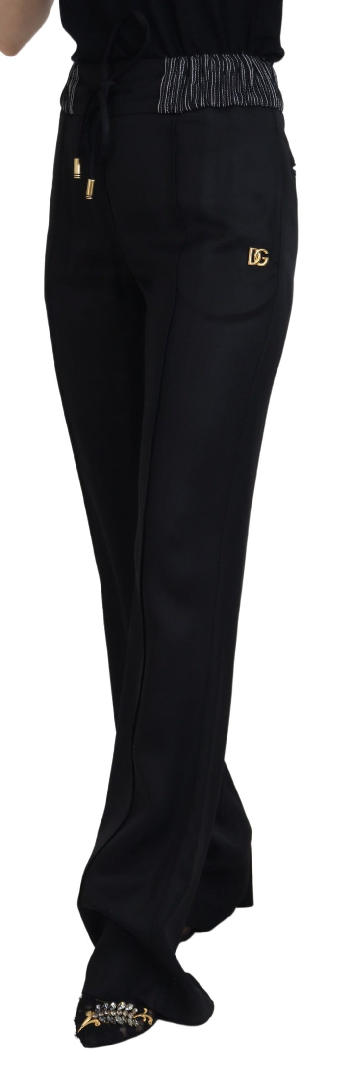 Schwarze Straight Fit Baumwollhosen