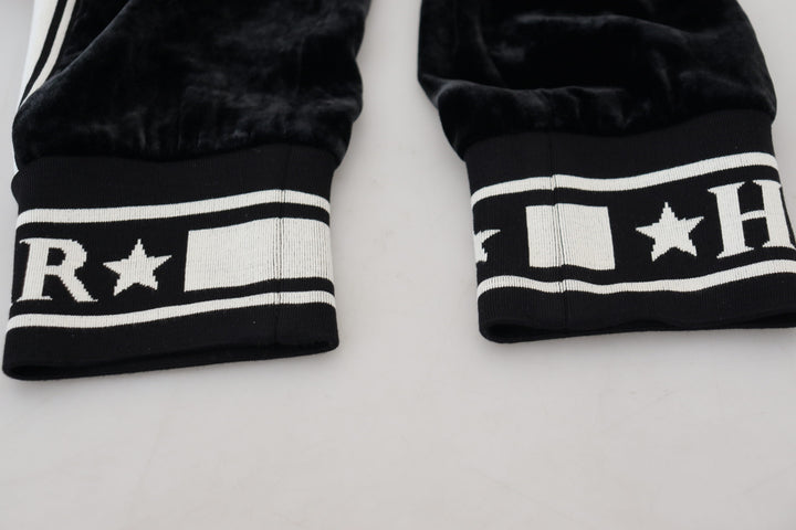 Schwarze DG Logo-Samt-Hose