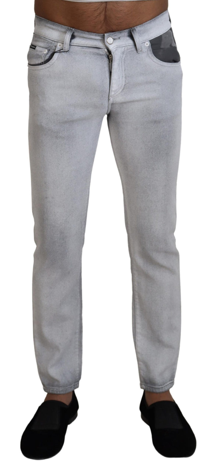 Elegant grey trousers made of washed cotton blend
