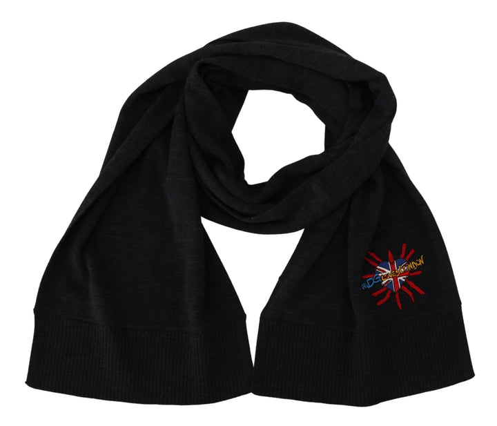 Elegant black wool scarf wrap