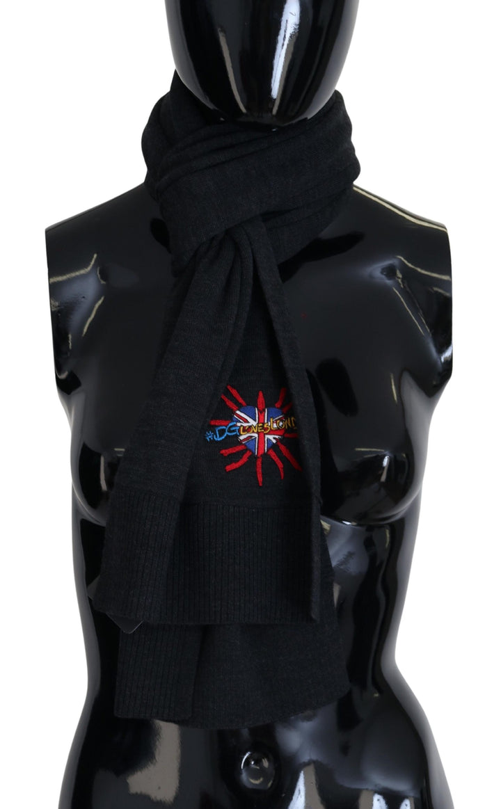 Elegant black wool scarf wrap