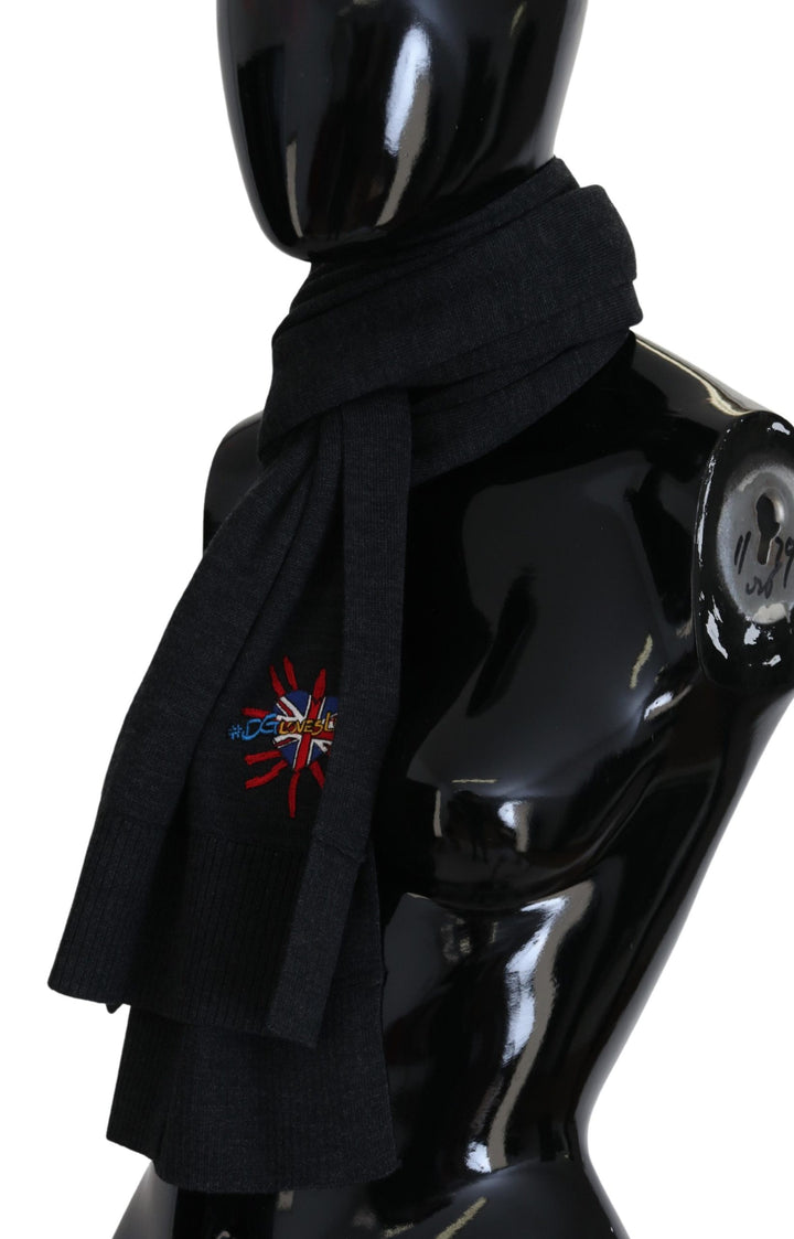 Elegant black wool scarf wrap