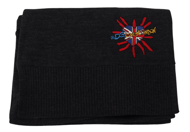 Elegant black wool scarf wrap