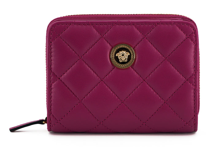 Elegantes Portemonnaie aus gestepptem Leder in Lila