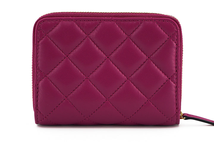 Elegantes Portemonnaie aus gestepptem Leder in Lila