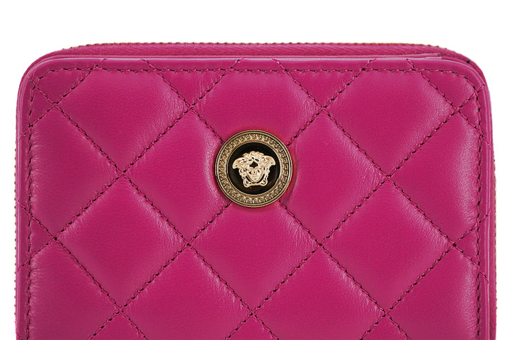 Elegantes Portemonnaie aus gestepptem Leder in Lila