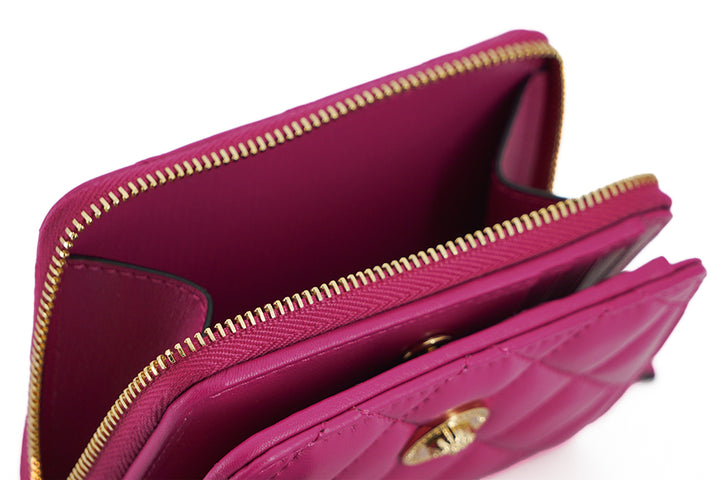 Elegantes Portemonnaie aus gestepptem Leder in Lila