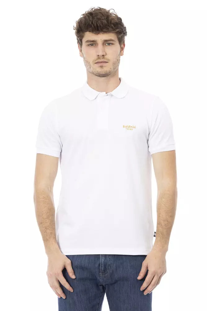 White cotton polo shirt for men