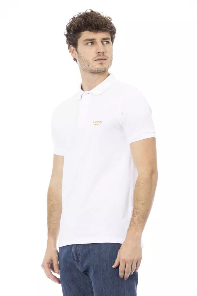 White cotton polo shirt for men
