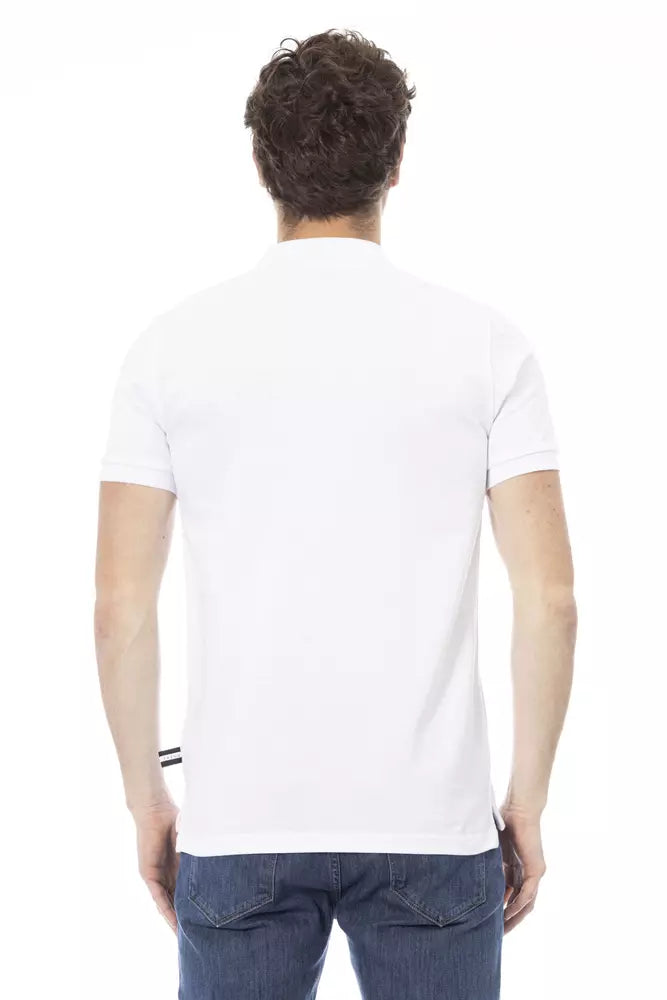 White cotton polo shirt for men