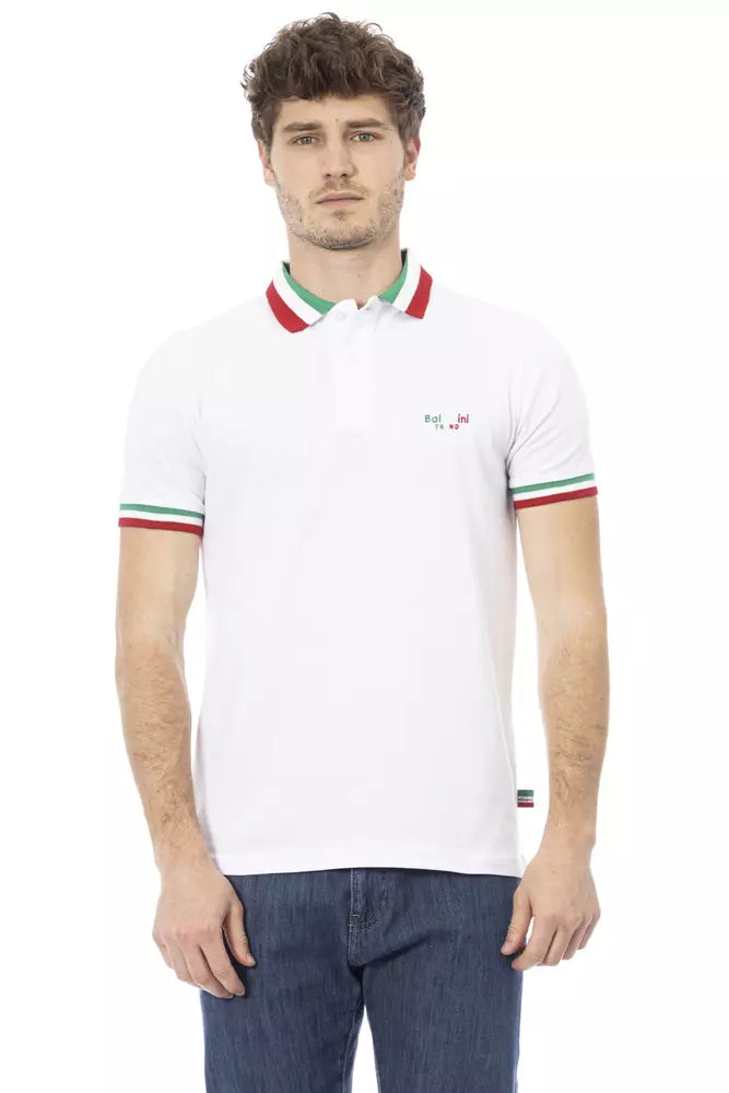 White cotton polo shirt for men