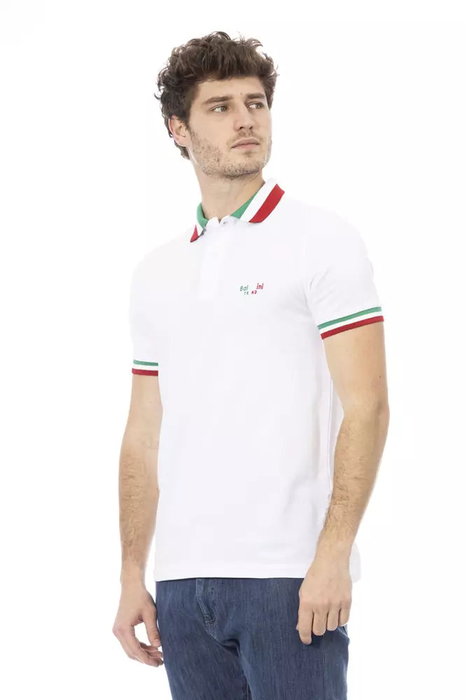 White cotton polo shirt for men