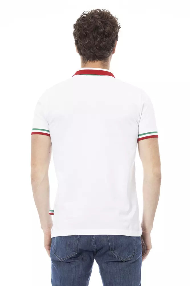 White cotton polo shirt for men