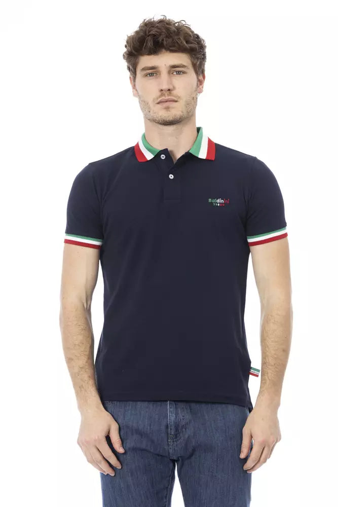 Blaues Baumwoll-Poloshirt für Männer