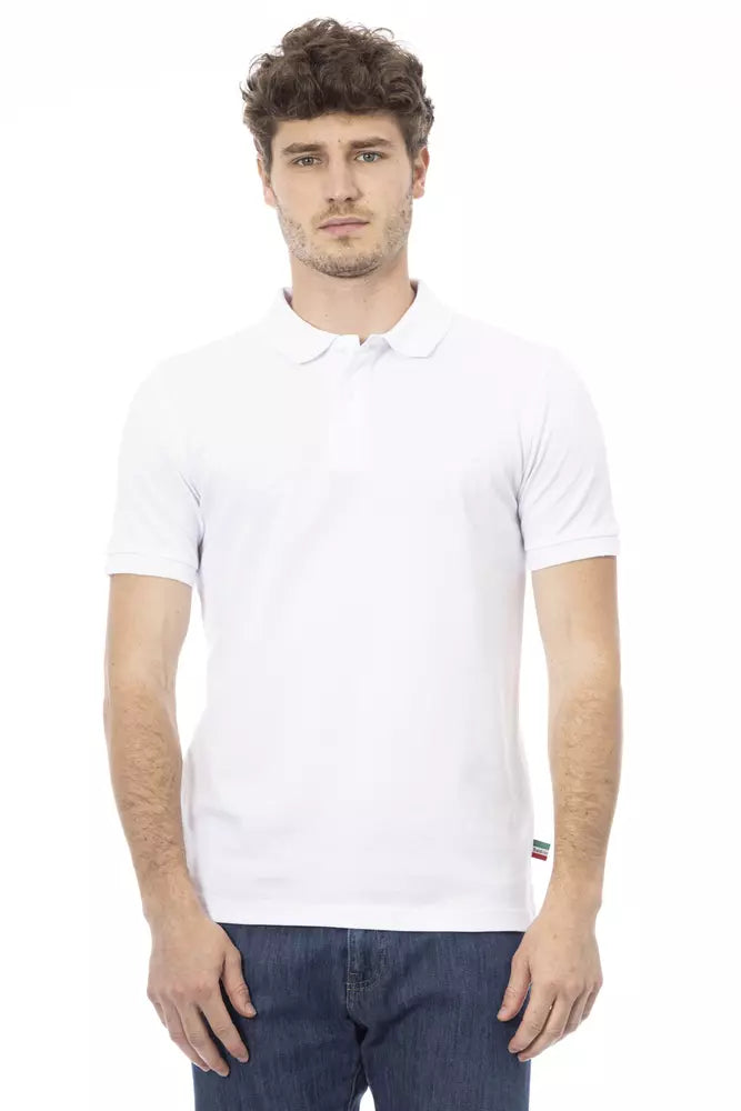 White cotton polo shirt for men