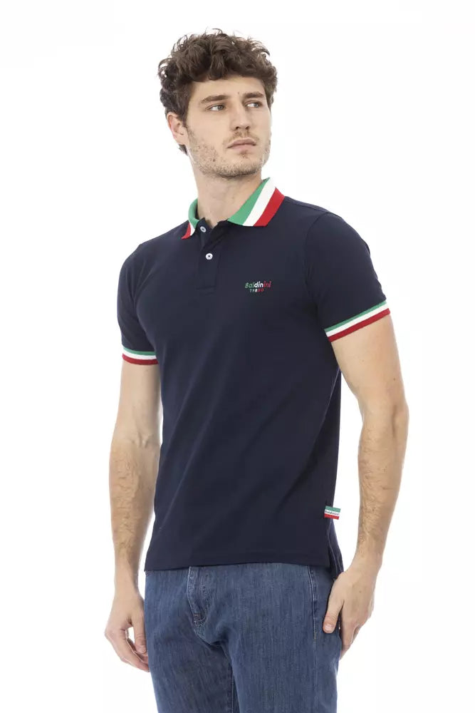 Blaues Baumwoll-Poloshirt für Männer