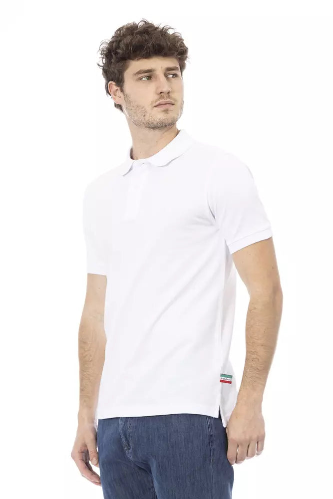 White cotton polo shirt for men