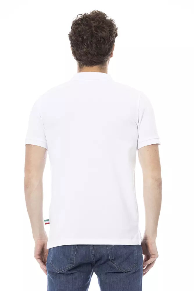 White cotton polo shirt for men