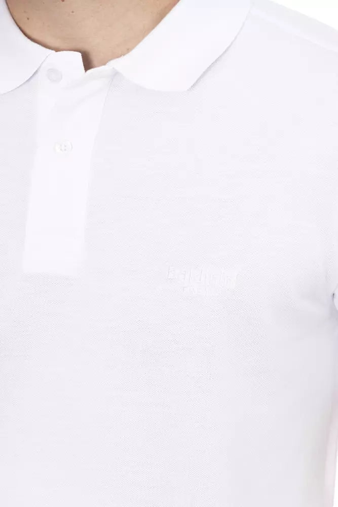 White cotton polo shirt for men