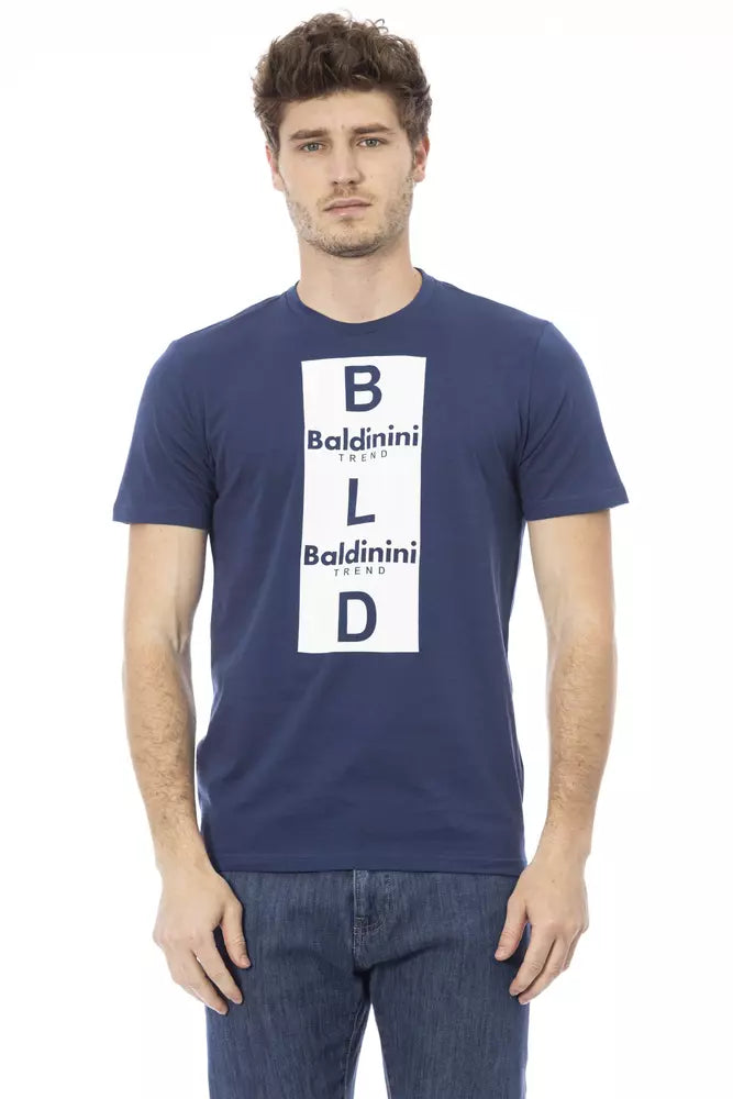 Blau Baumwolle Männer T-Shirt