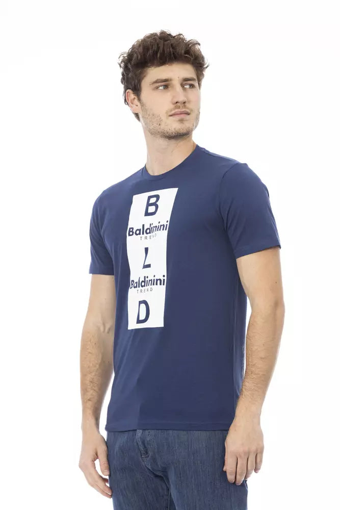Blau Baumwolle Männer T-Shirt