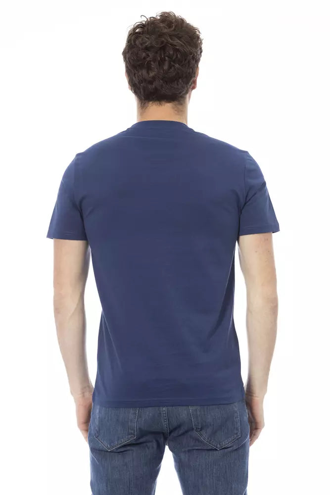 Blau Baumwolle Männer T-Shirt