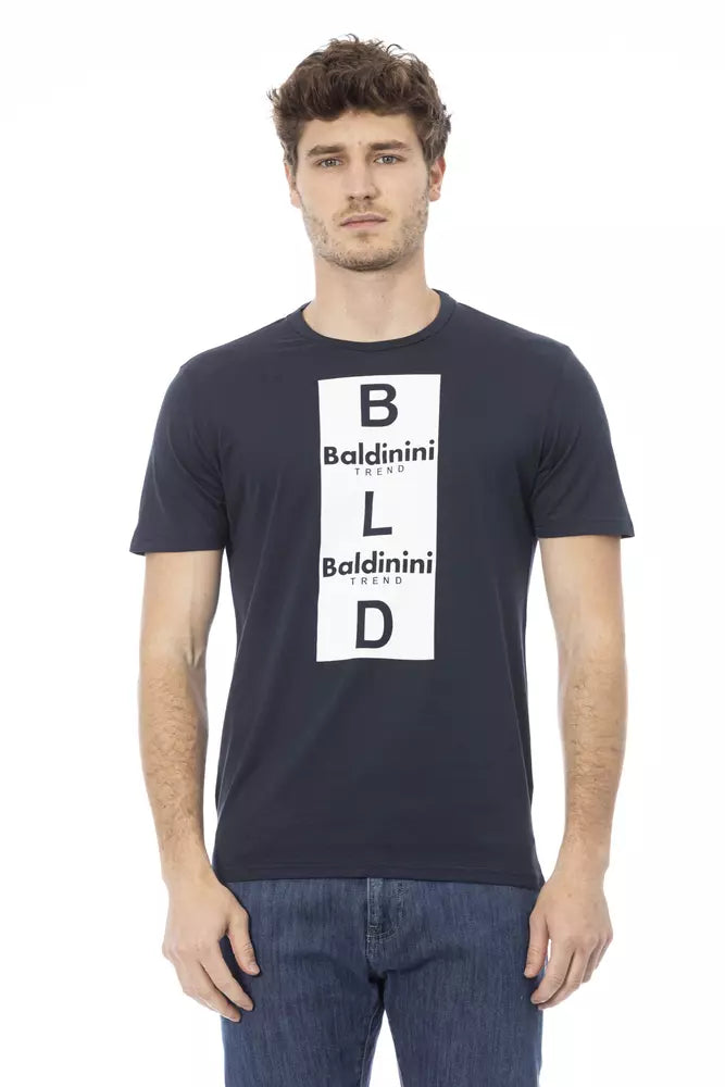 Blau Baumwolle Männer T-Shirt