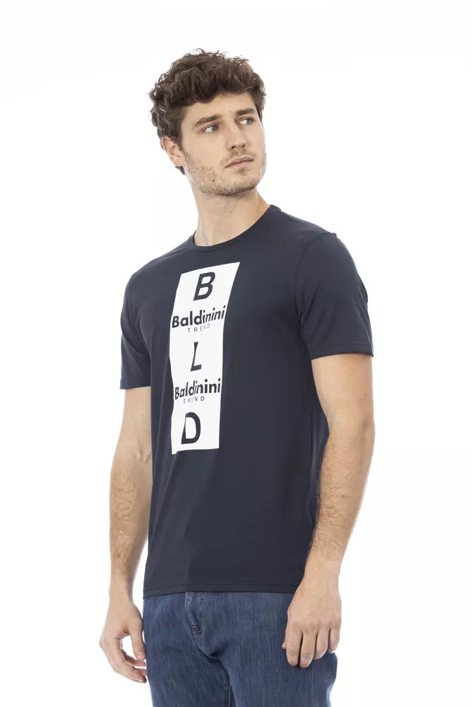 Blau Baumwolle Männer T-Shirt