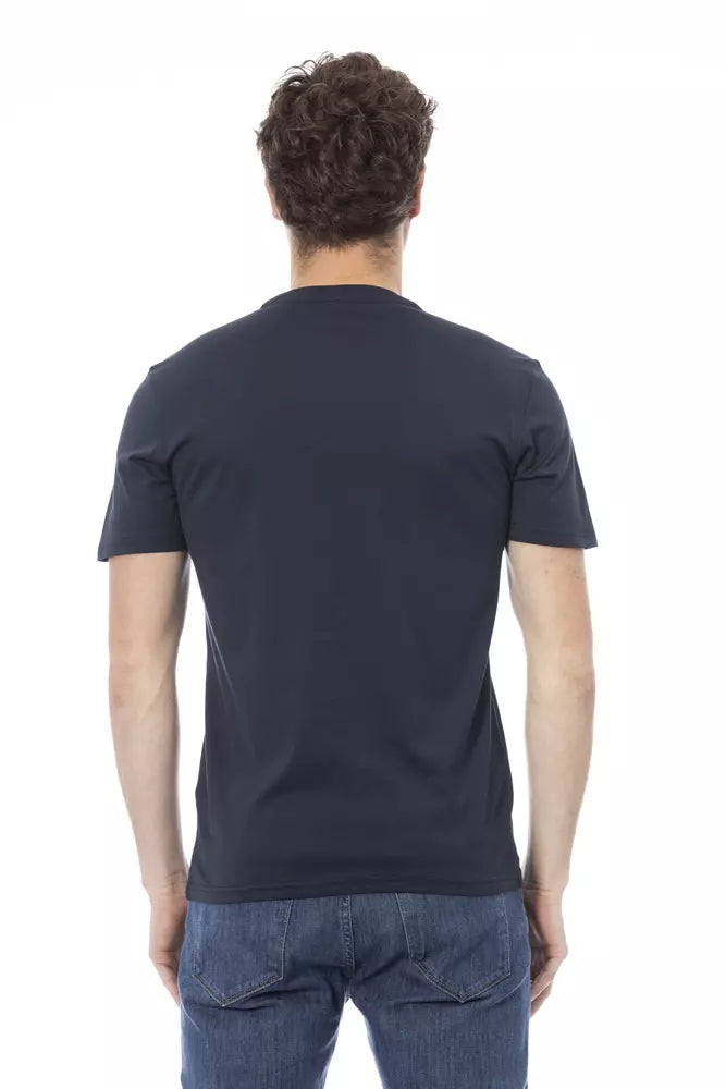 Blau Baumwolle Männer T-Shirt