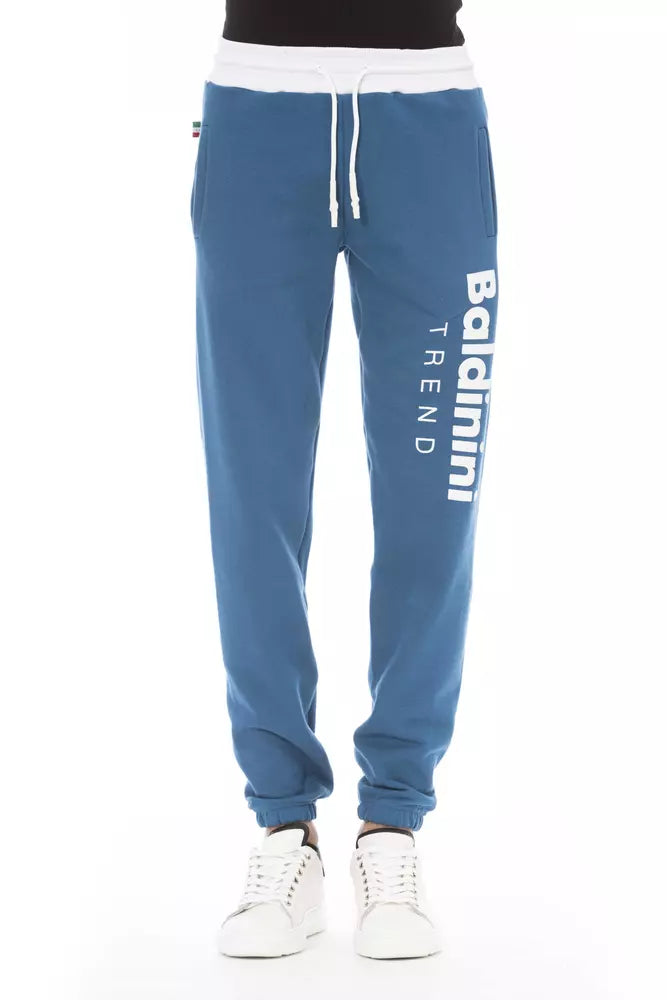 Blue cotton sports pants for men