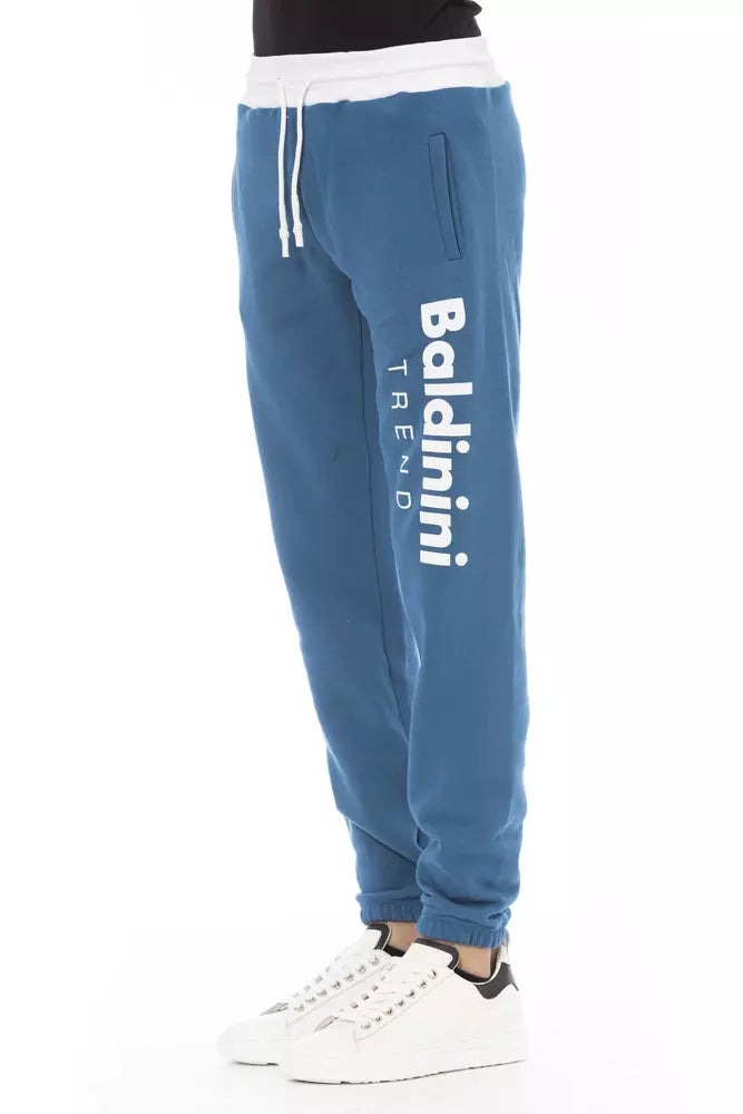 Blue cotton sports pants for men