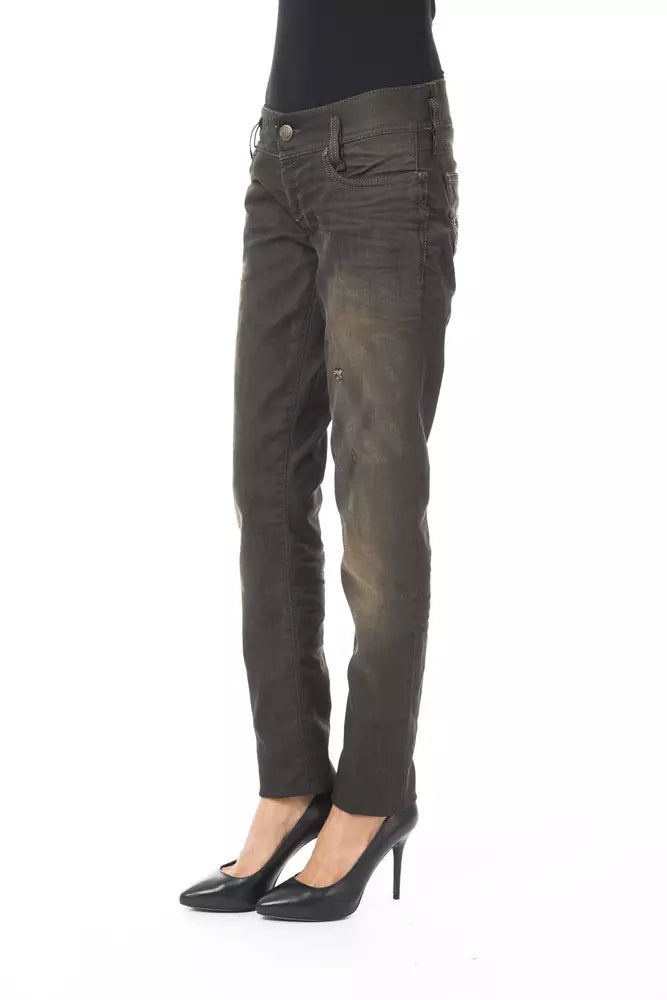 Schwarze Baumwoll-Jeans für Damen mit regulärer Passform