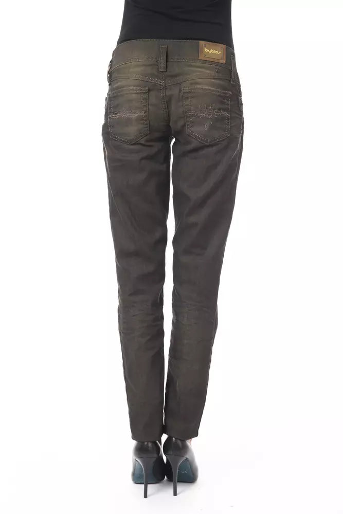 Schwarze Baumwoll-Jeans für Damen mit regulärer Passform