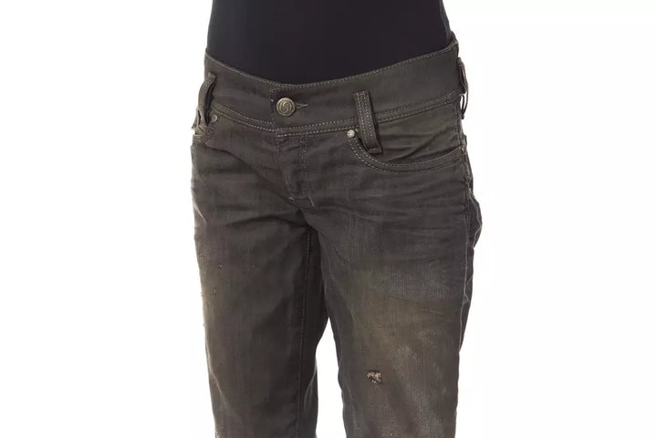 Schwarze Baumwoll-Jeans für Damen mit regulärer Passform