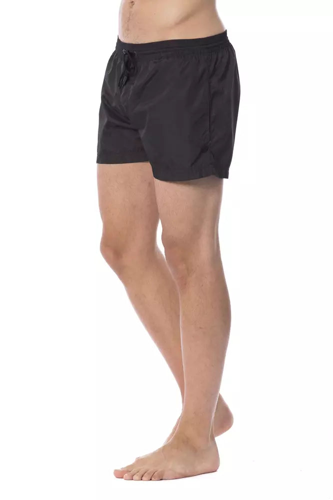 Black polyester swimsuit for men